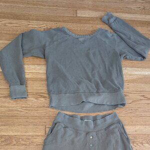 Pact Thermal Waffle Sweatshirt - Grape Leaf (Muted Green)